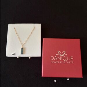 Gold Necklace with Teal Pendant